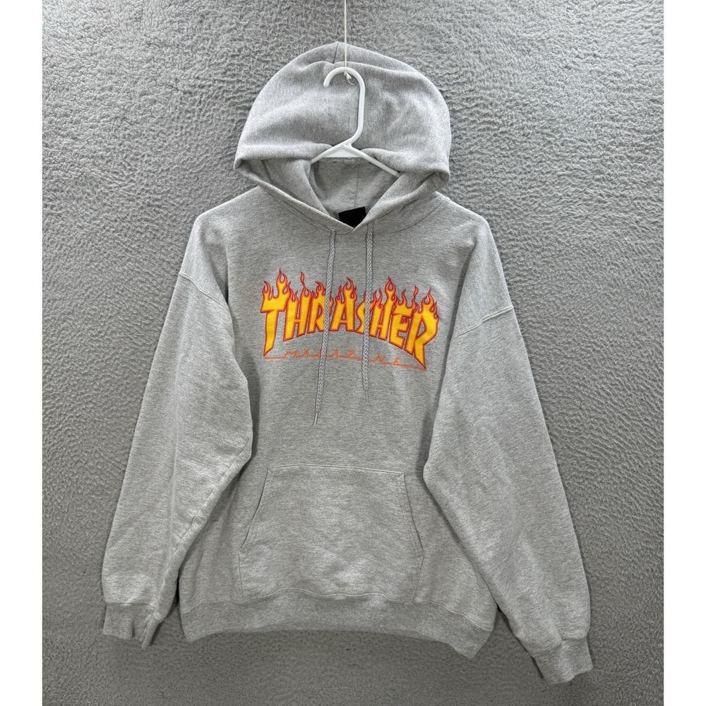 Vintage Thrasher Magazine Sweatshirt‎ Adult Medium Gray Hoodie Skater Grunge Y2K
